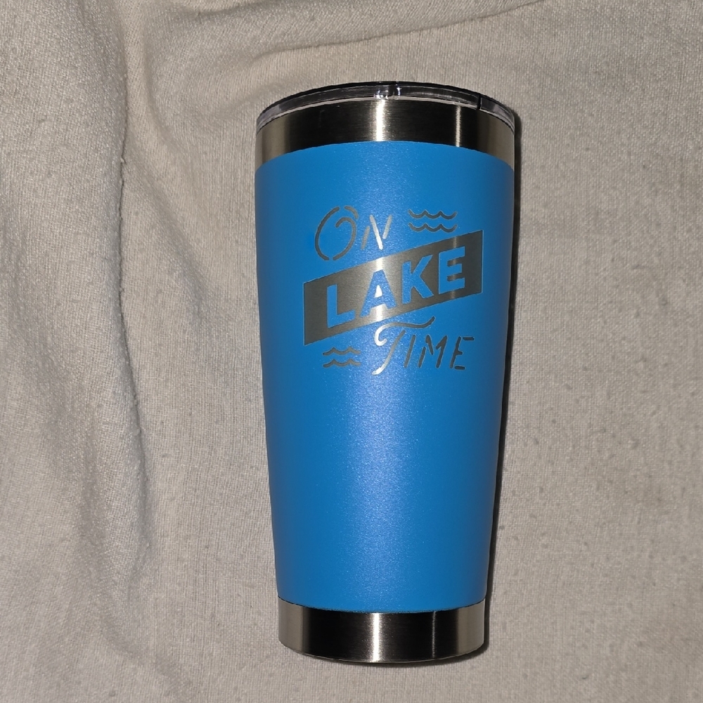 Sassy Cups On Lake Time Blue Tumbler 20oz